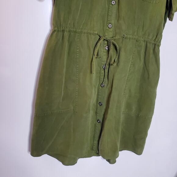 Sundance green button front drawstring waist 100% Lyocell midi dress Size Small - Picture 8 of 9